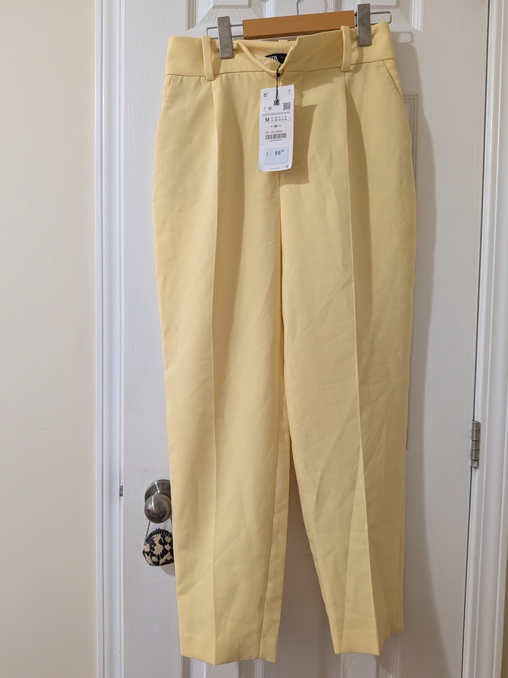 Zara Pale Yellow Pleated Women's Dress Pants